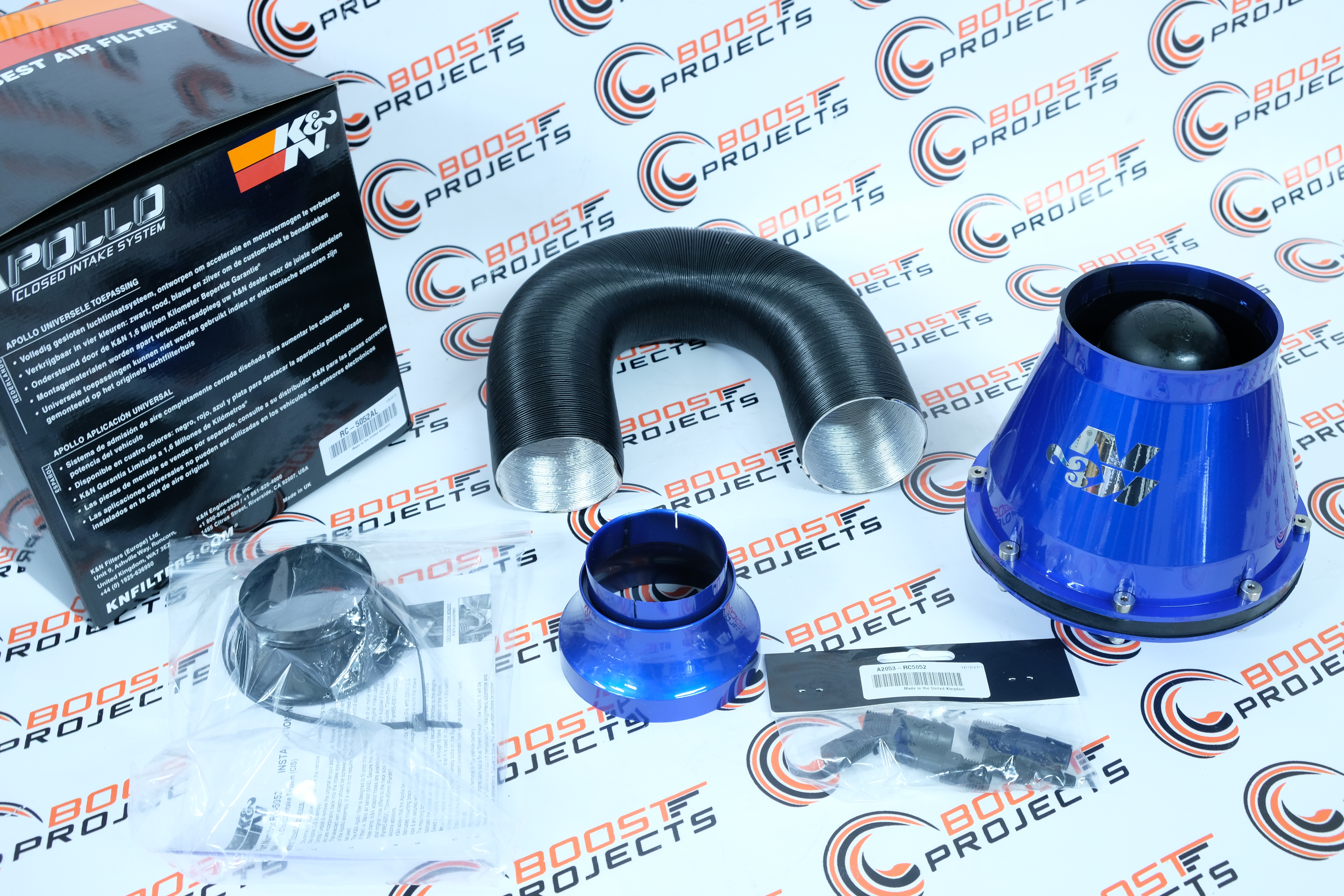 K/&N RC-5052AB 70mm OD FLG PP Universal Apollo Black Cold Air Intake