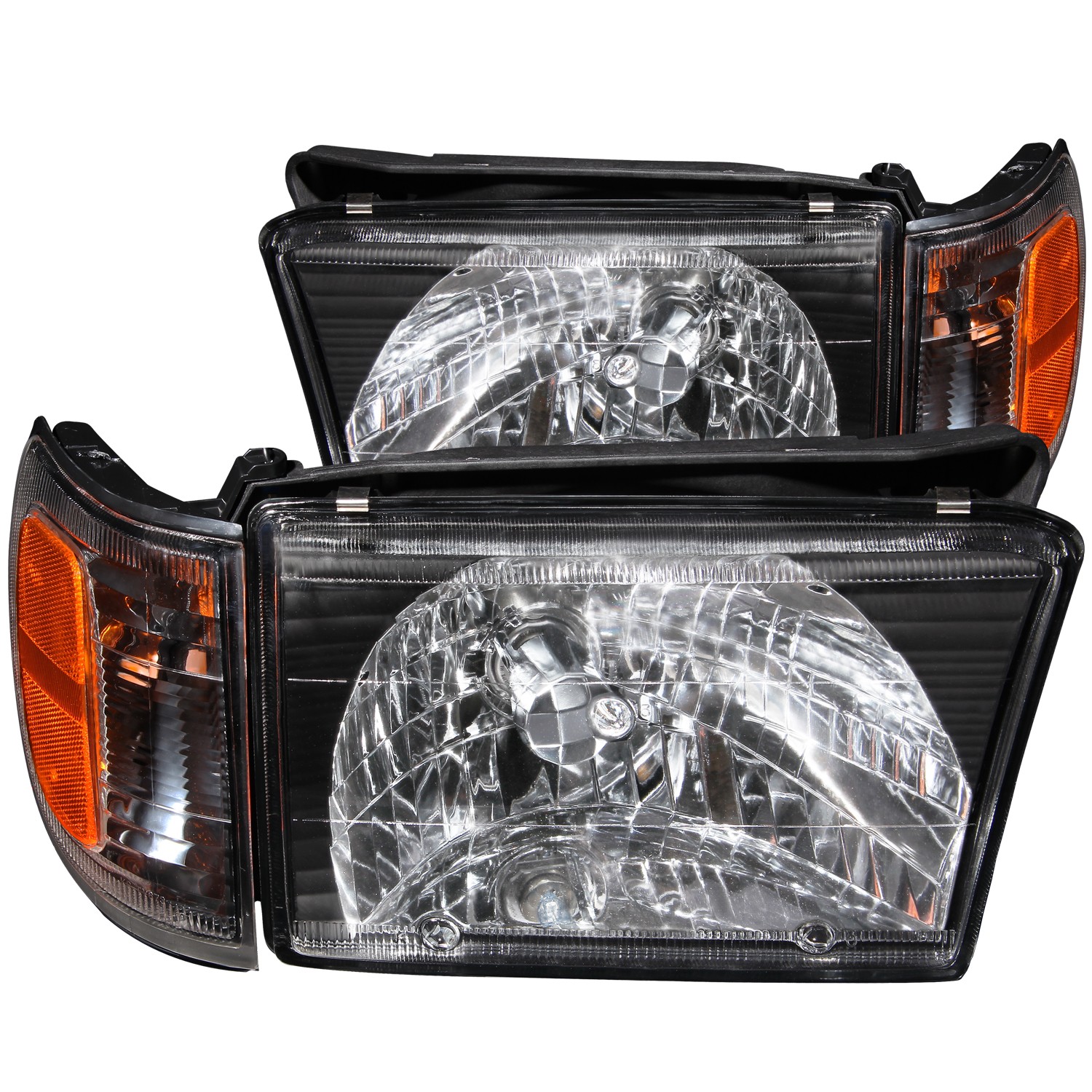 ANZO CRYSTAL HEADLIGHTS BLACK w/ CORNER LIGHT 2PC FOR 99-02 TOYOTA 4 ...