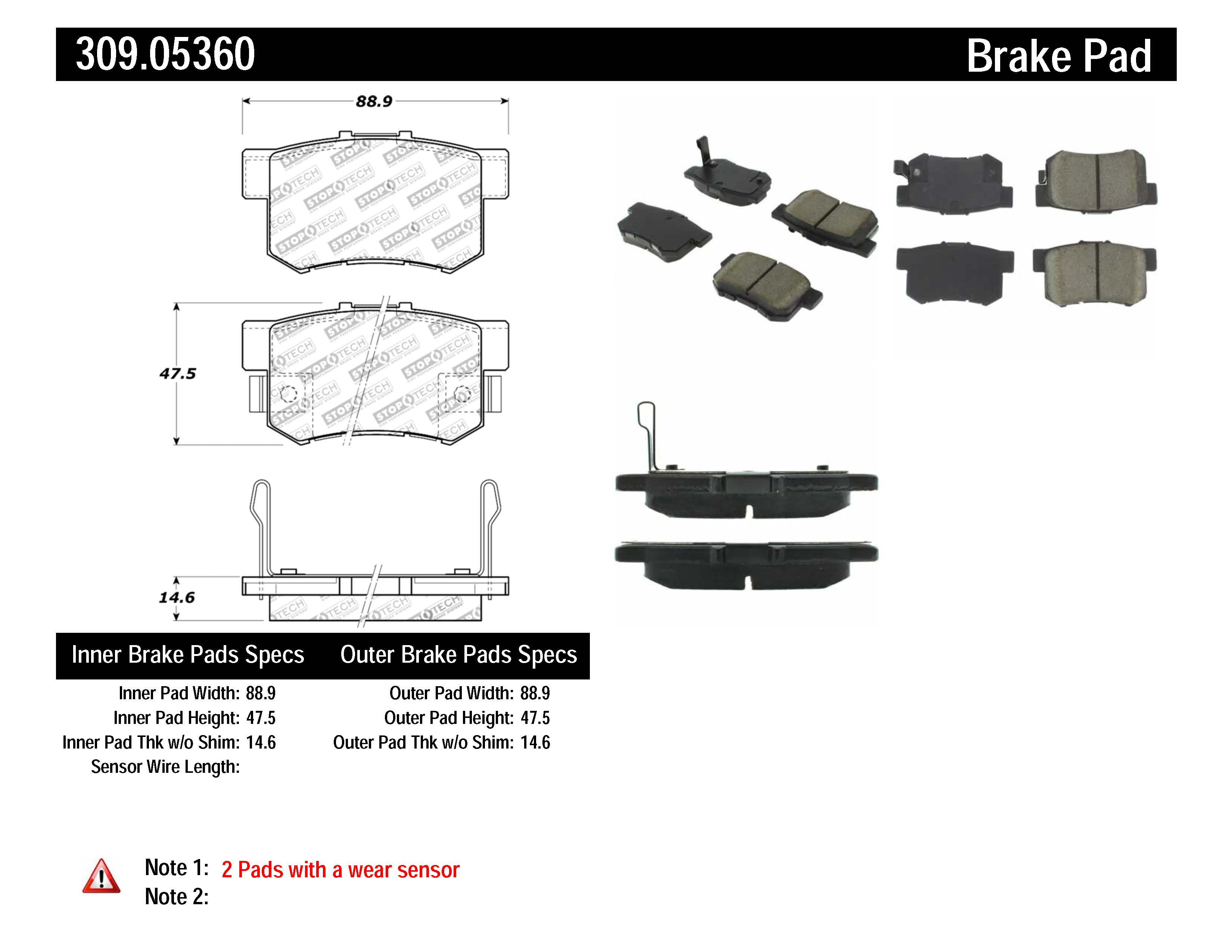 StopTech Disc Brake Pad UltraPremium Set for 2001 2003 Acura CL