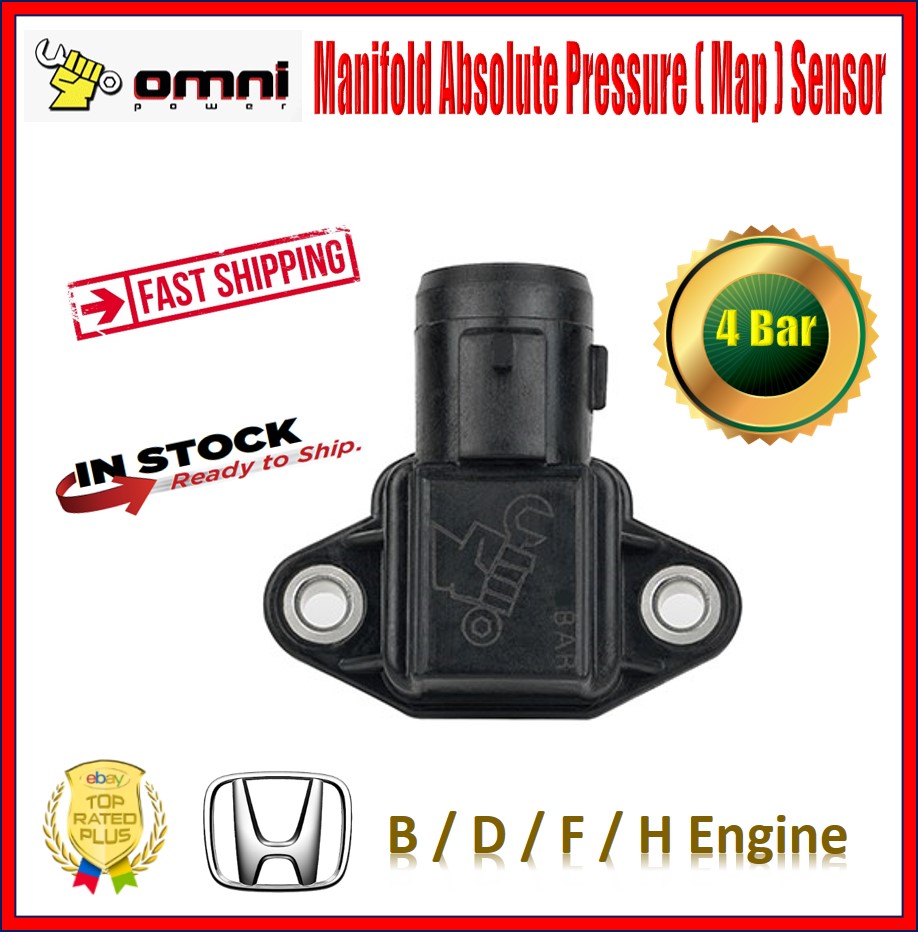 Omni MAP-BDHF-4BAR Power 4 Bar MAP Sensor Black For Honda Acura B D E H Engine Civic Integra