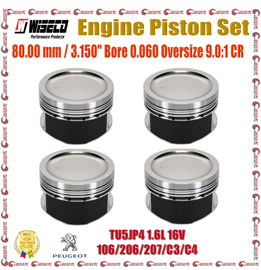 wiseco ke128m80 piston set 80 mm bore oversize 9.0:1 cr peugeot tu5jp4 106 206 207 c3 c4