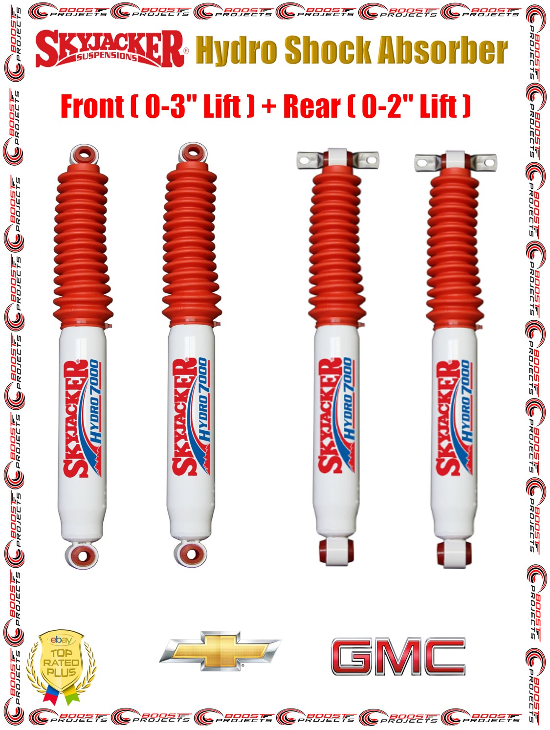 Skyjacker H7081 H7083 Shock Absorber Front Rear Chevrolet GMC K1500 K2500 K3500 Yukon Tahoe