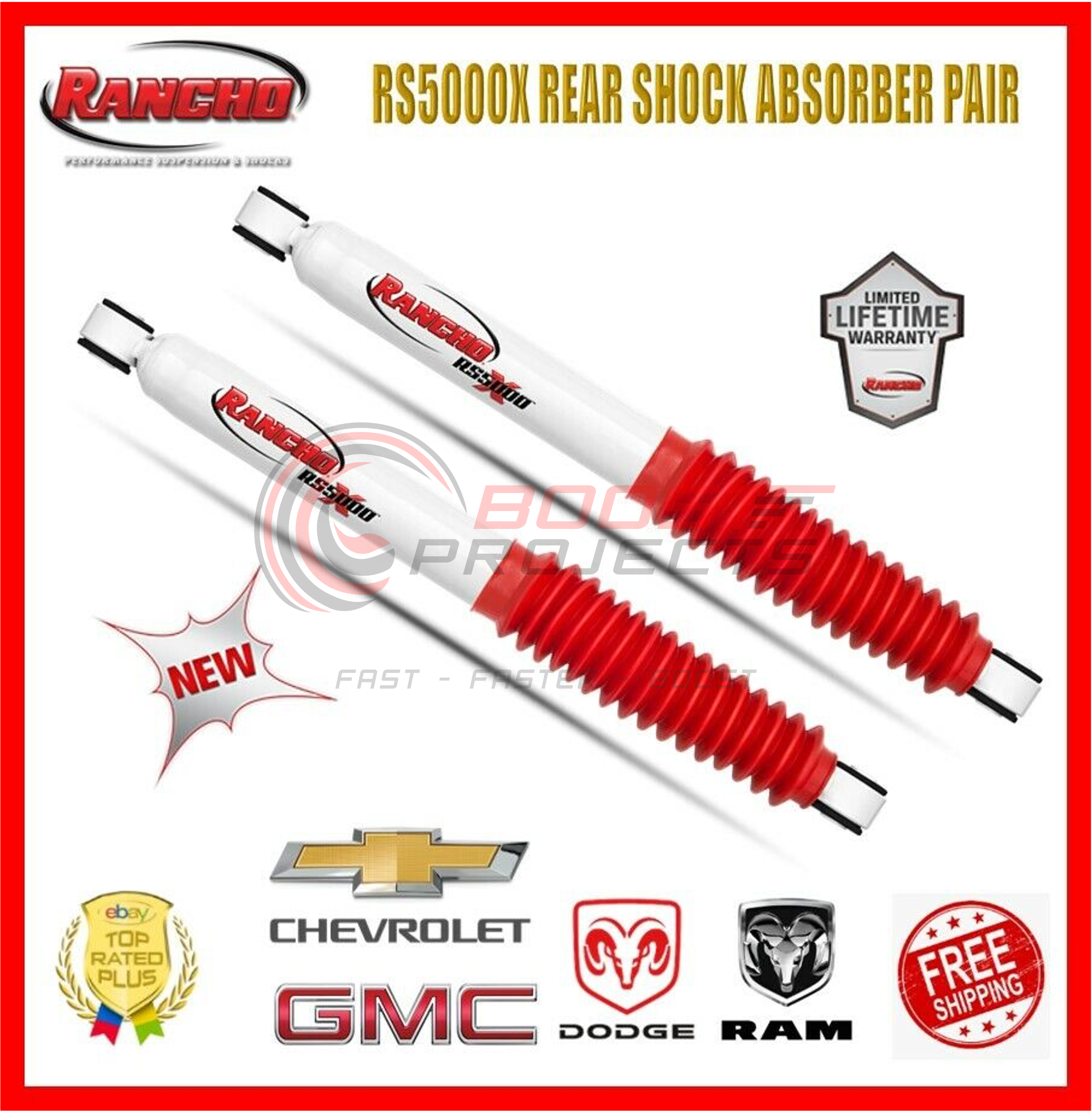 Rancho RS5000X Rear Shock Absorber Pair For Silverado Sierra Dodge